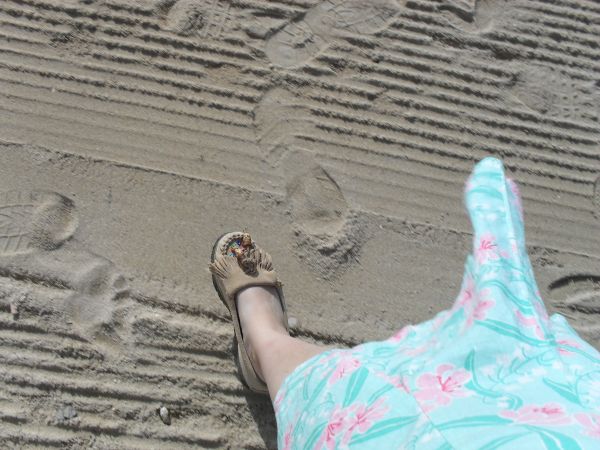 My wife footprints in Maui.